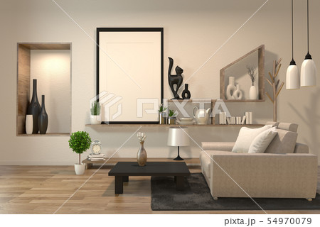 minimal interior design room zen style with sofa, 54970079