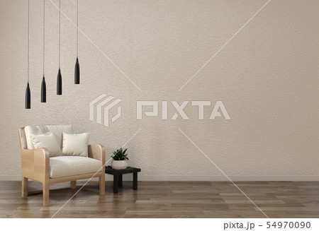 Minimalist modern zen living room with wood floor 54970090