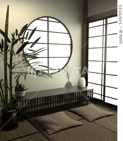 Room minimal design with Tatami mat floor Room minimal design with Tatami mat floor 54970535