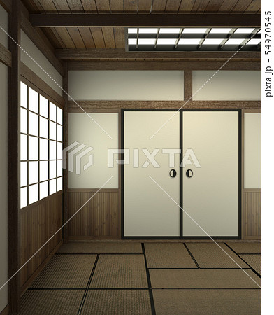Empty room japanese style with door japan style.3D 54970546