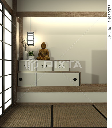 Mock up Japan room with tatami mat floor Mock up Japan room with tatami mat floor 54970573