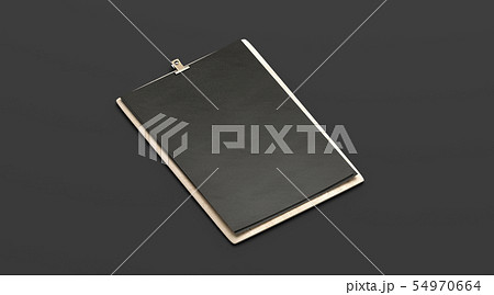 Blank black cafe menu, wooden plank mockup, A4 54970664