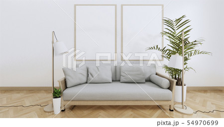 Poster above white sofa with frame in simple zen 54970699