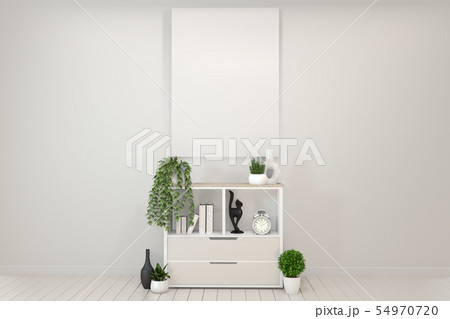 Mock up Tv shelf cabinet in modern empty room. 3d 54970720