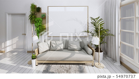 Interior poster mock up with frame, sofa, plant Interior poster mock up with frame, sofa, plant 54970737