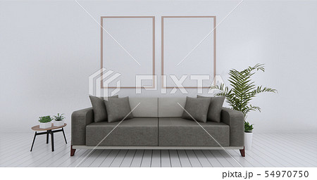 Livingroom interior wall mock up empty white 54970750
