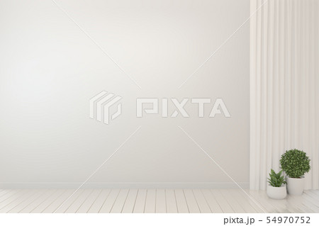 Empty Room Interior White Background and plants. 54970752
