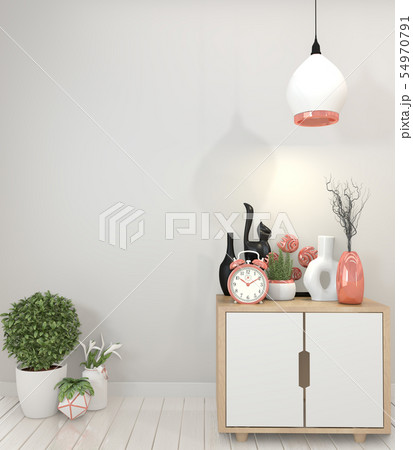 mock up poster wood cabinet and frame.3d rendering 54970791