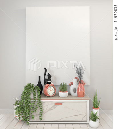 mock up poster granite cabinet and frame.3d 54970833