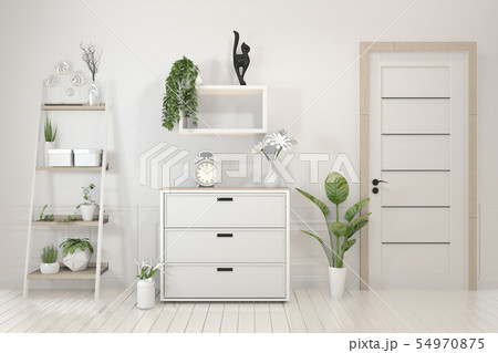mock up poster and decoration plants on cabinet in 54970875