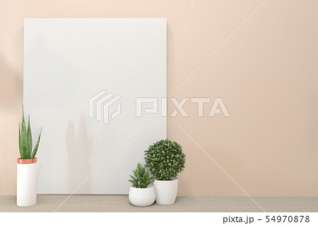 Interior poster mock up with wooden frame standing 54970878