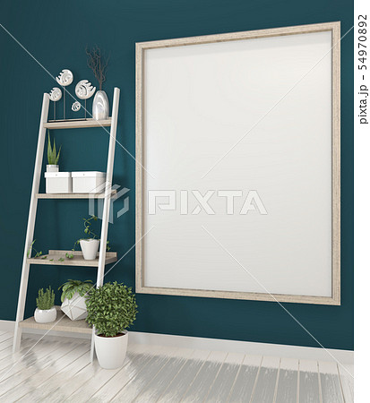 poster mock up with empty wooden frame on dark 54970892