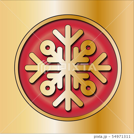 Shiny silver round button. With snowflake 54971311