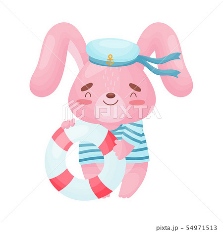Cute pink hare sailor. Vector illustration on white background. Cute pink hare sailor. Vector illustration on white background. 54971513