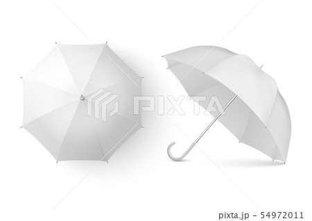 Vector 3d Realistic Render White Blank Umbrella Icon Set Closeup Isolated on White Background Vector 3d Realistic Render White Blank Umbrella Icon Set Closeup Isolated on White Background 54972011