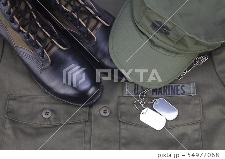U.S. MARINES Tape with dog tags and boots on olive 54972068