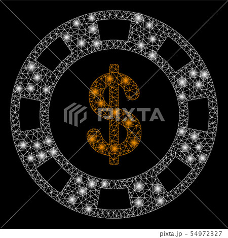 Bright Mesh Wire Frame Dollar Casino Chip with Flash Spots Bright Mesh Wire Frame Dollar Casino Chip with Flash Spots 54972327