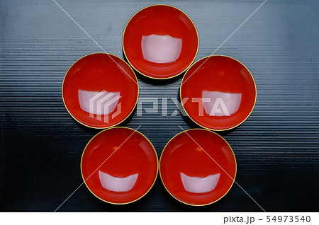 盃　輪島塗　漆器イメージ　梅鉢　5つ 54973540