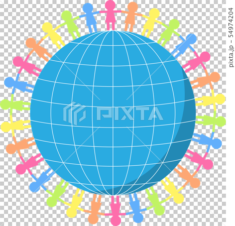 Illustration of the Earth-People Holding Hands 54974204