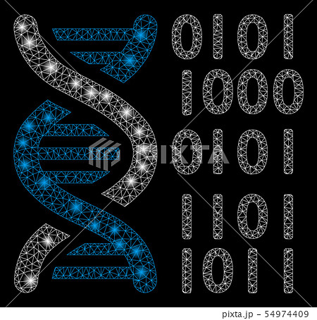 Bright Mesh Network DNA Binary Code with Flash Spots 54974409