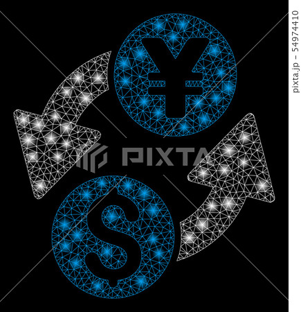 Bright Mesh Wire Frame Dollar Yen Exchange with Flash Spots 54974410