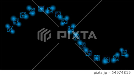 Bright Mesh Network Dotted Function Line with Light Spots 54974819