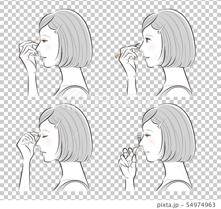 Illustration of a woman doing makeup 54974963