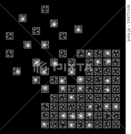Bright Mesh Wire Frame Dissolving Pixel Mosaic with Flash Spots 54975146