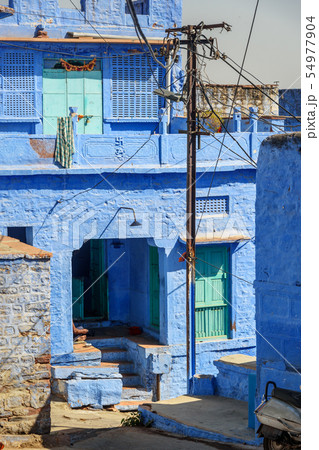 On blue streets of the Blue City of Jodhpur. On blue streets of the Blue City of Jodhpur. 54977904