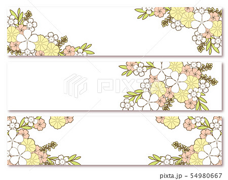 ニチニチソウと夏の花のフレームのイラスト素材