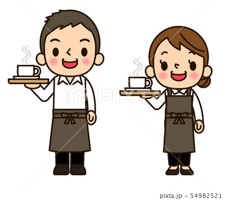 バリスタ男女　笑顔 54982521
