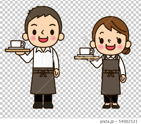 バリスタ男女　笑顔 54982521