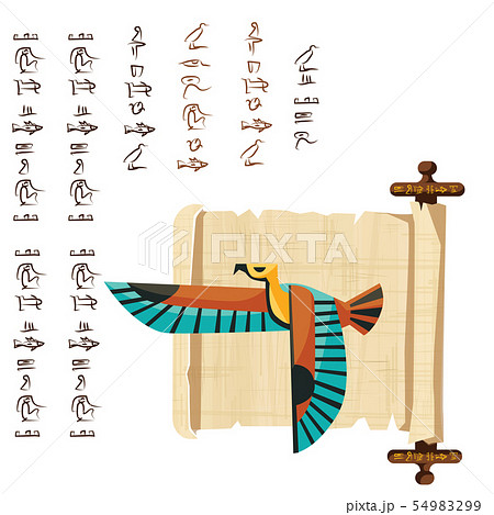 Ancient Egypt papyrus scroll with wooden rod Ancient Egypt papyrus scroll with wooden rod 54983299