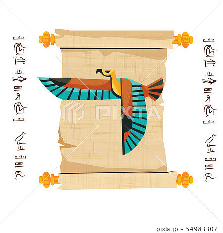 Ancient Egypt papyrus scroll with wooden rod Ancient Egypt papyrus scroll with wooden rod 54983307
