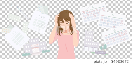 通院と仕事の両立に悩む女性 通院と仕事の両立に悩む女性 54983672
