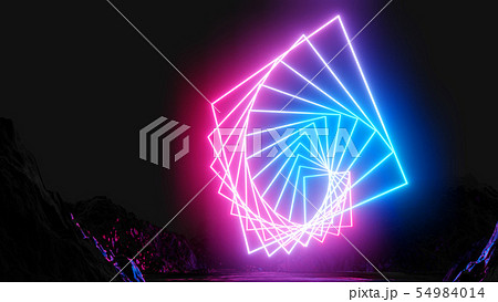 Glowing neon rectangles on dark background 54984014