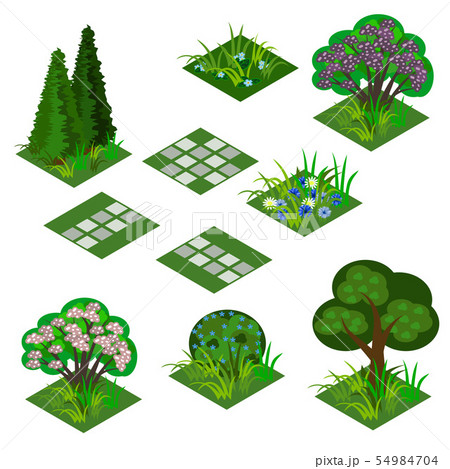 Garden or farm isometric tile set 54984704