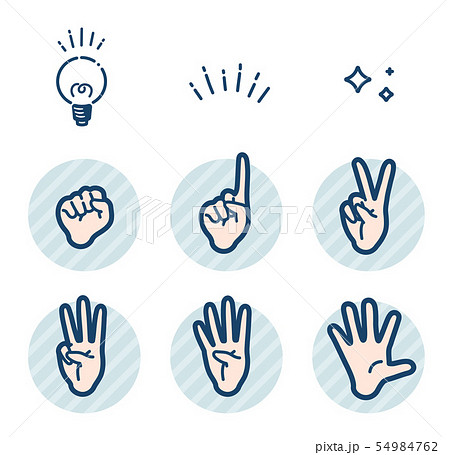 simple type hand gesture_number sign set 54984762
