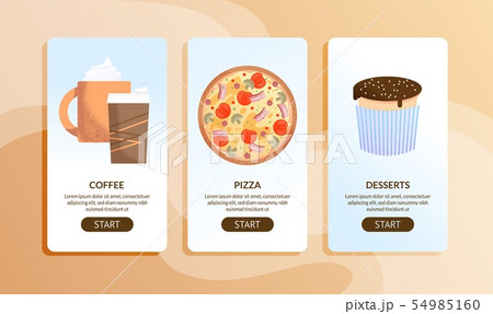 Online Cafe and Delivery Service Mobile Pages Set 54985160