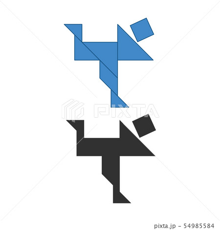 kick-boxing, skating Tangram. Traditional Chinese kick-boxing, skating Tangram. Traditional Chinese 54985584
