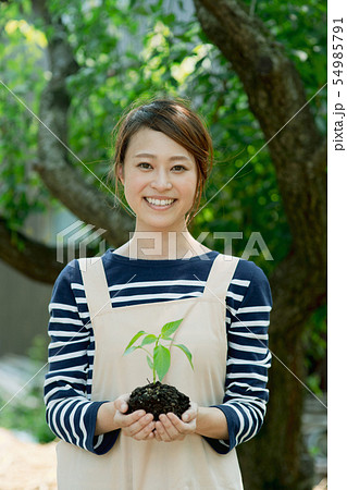 植物の苗　人物　ガーデニング 54985791
