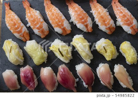 野菜寿司、蒸し海老の握り 野菜寿司、蒸し海老の握り 54985822