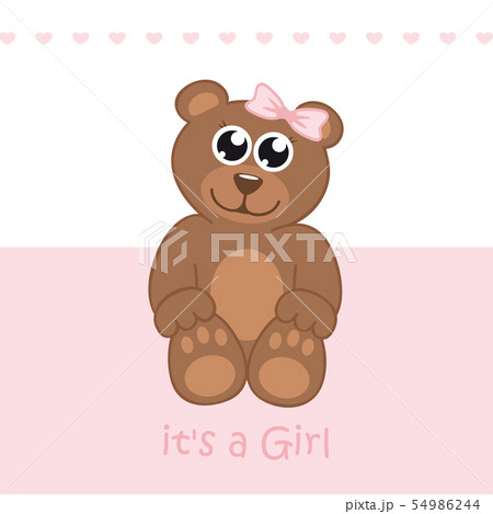 its a girl welcome greeting card for childbirth with teddy bear 54986244