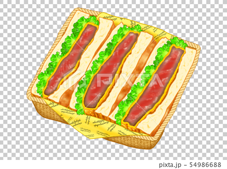 ビーフカツサンドイッチのお弁当のイラスト素材