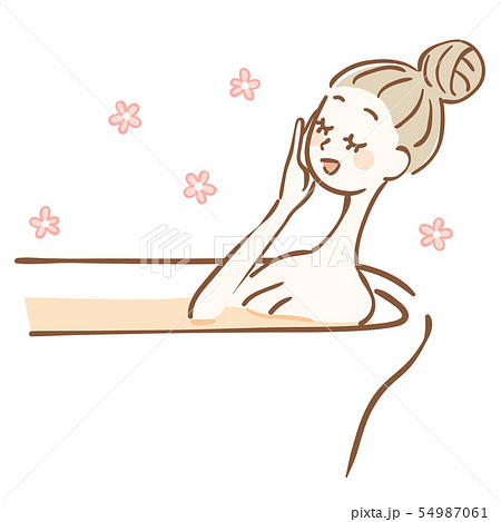 入浴剤を入れたお風呂に入る女性のイラスト素材 54987061 Pixta