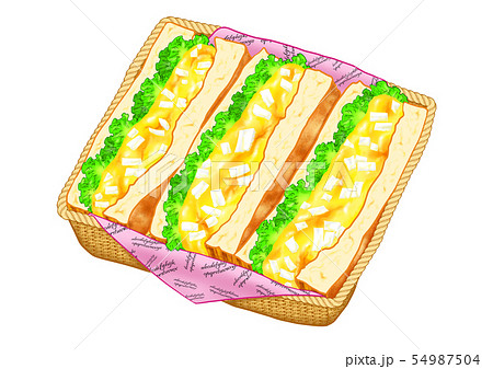 ゆでたまごフィリングのタマゴサンドイッチのイラスト素材