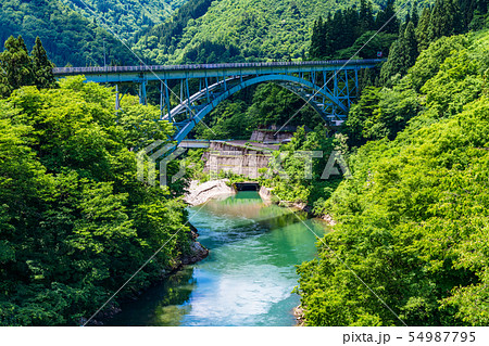 (富山県南砺市)新緑が美しい、湯出島橋 (富山県南砺市)新緑が美しい、湯出島橋 54987795