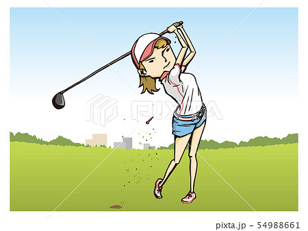 ゴルフ 女子のイラスト素材