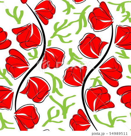 Seamless pattern with abstract red poppies. 54989511