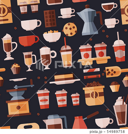 Coffee set vector coffeemachine with coffeecups for hot espresso or cappuccino and beverages with 54989758